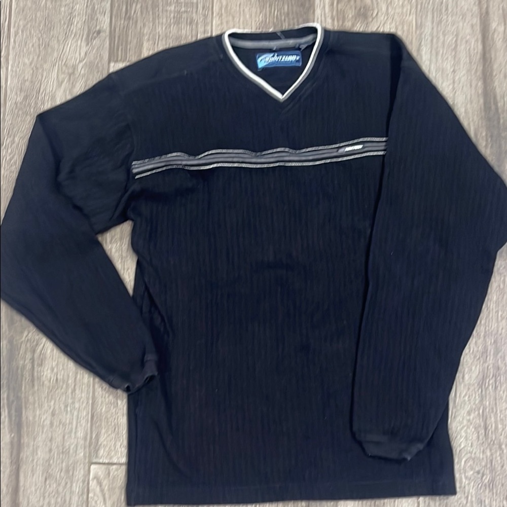 Point Zero Black V-Neck Sweater Classic Knit Design Y2K New